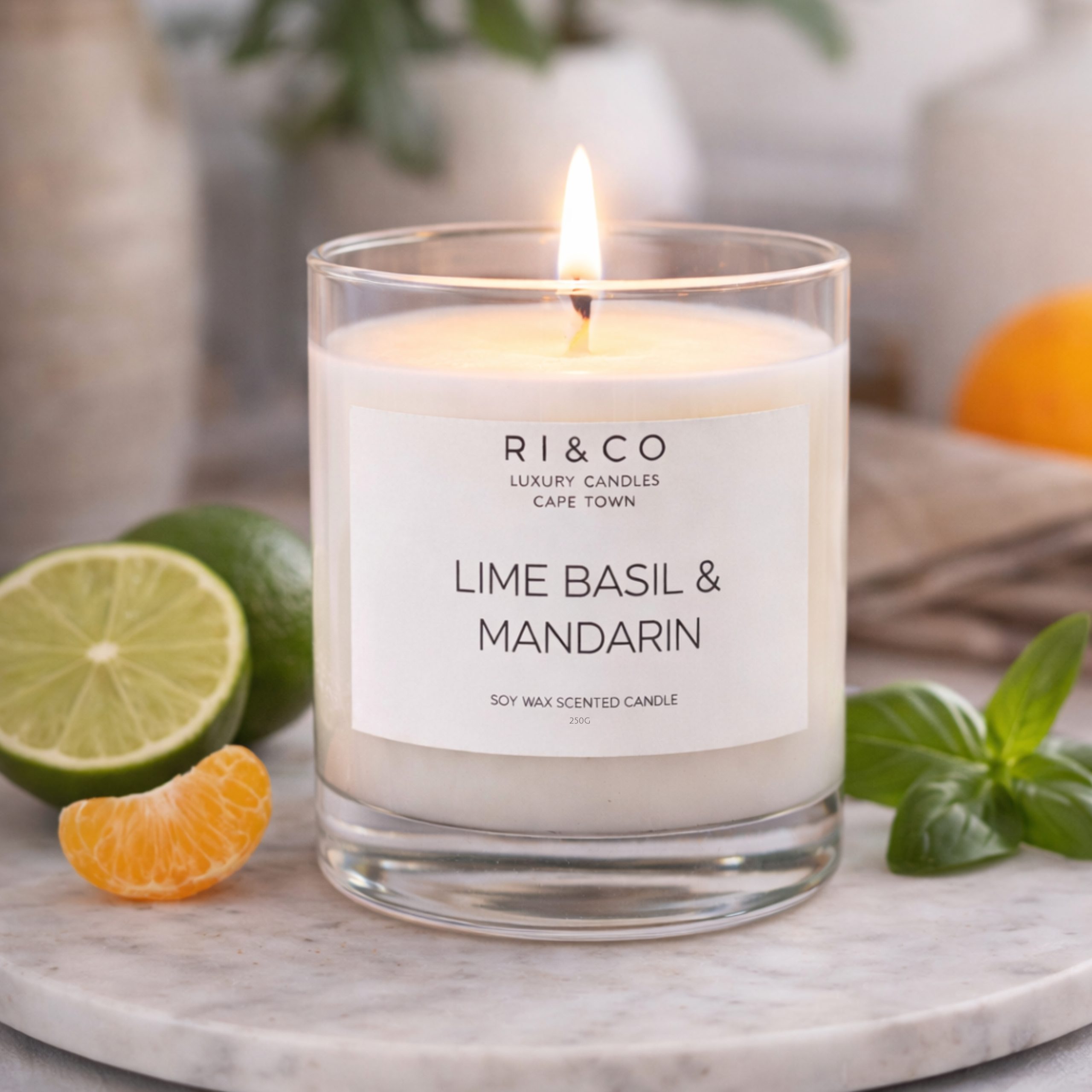 Lime Basil & Mandarin Luxury Soy Candle – 250g - Image 2