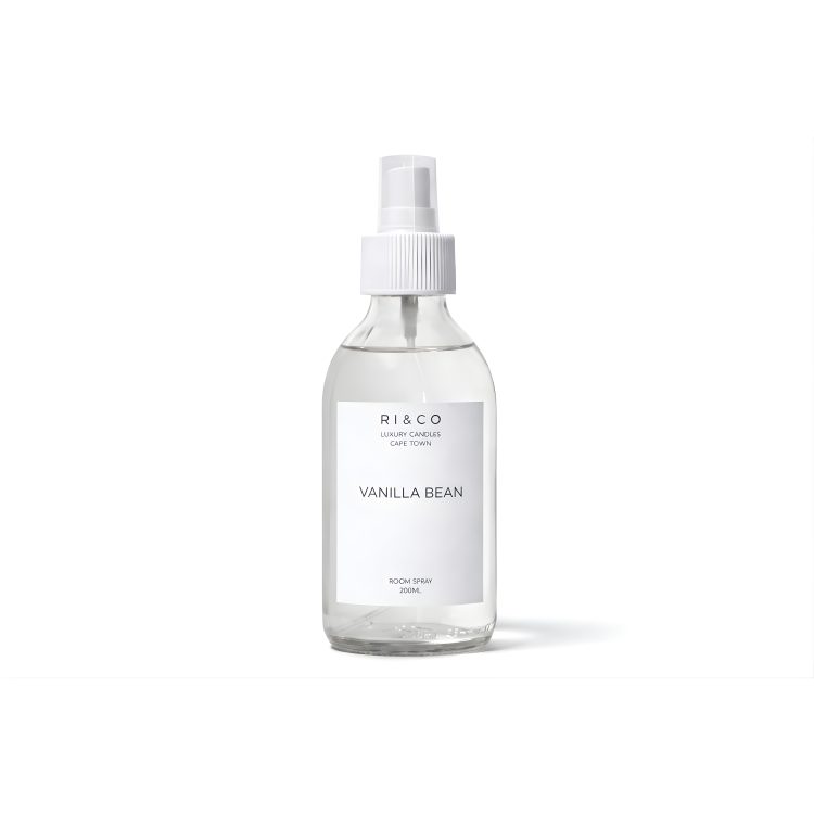 Luxury Vanilla Bean room spray in a minimalist glass bottle by Ri&Co